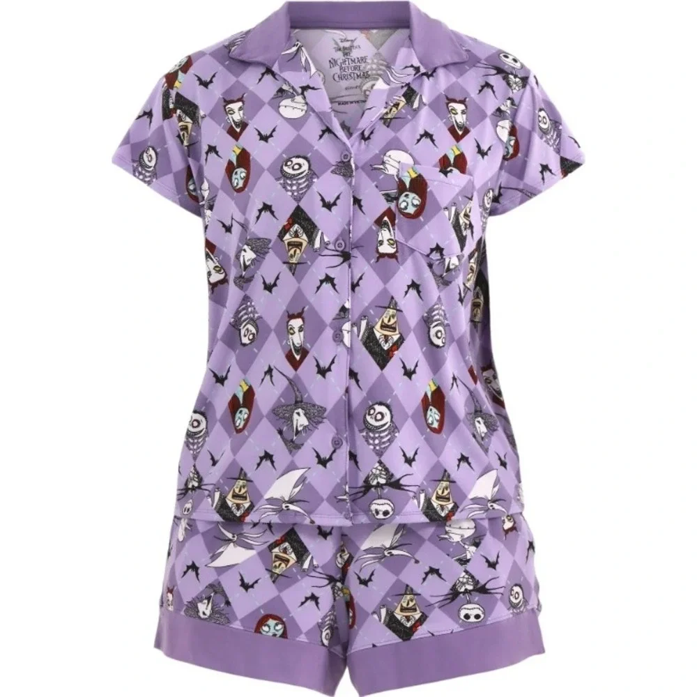 Disney Nightmare Before Christmas Lavender Argyle‎ Pajama Shorts Set 2X NWT - Picture 3 of 11
